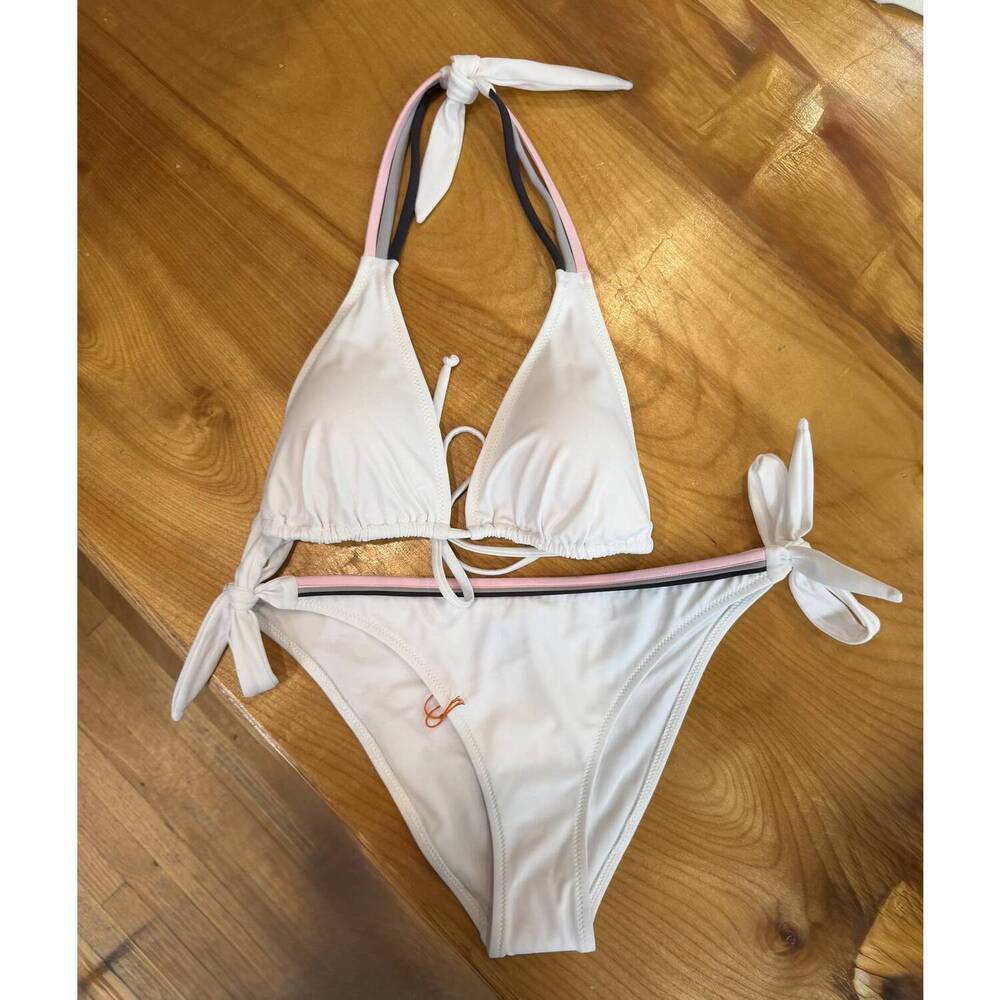 NEW SUNDEK triangle bikini top in white 40